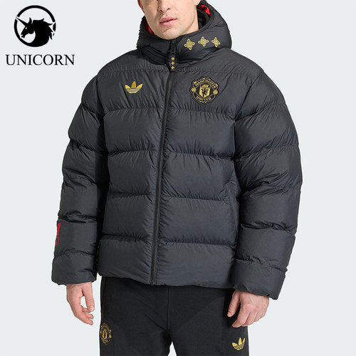 Adidas/阿迪达斯官方正品三叶草男士曼联足球运动连帽棉服JM5567