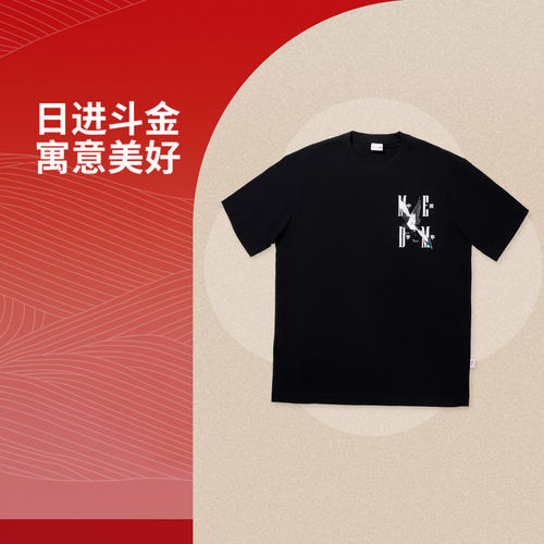 李宁正品x MEDM 日进斗金联名系列男女同款宽松短袖文化衫AHSV607