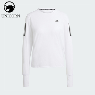 Adidas/阿迪达斯正品女士条纹运动经典透气休闲圆领长袖T恤IK7437