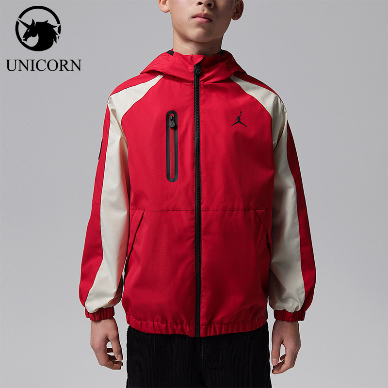 Nike/耐克正品JORDAN大童拉链印花刺绣经典连帽外套IR8010-687