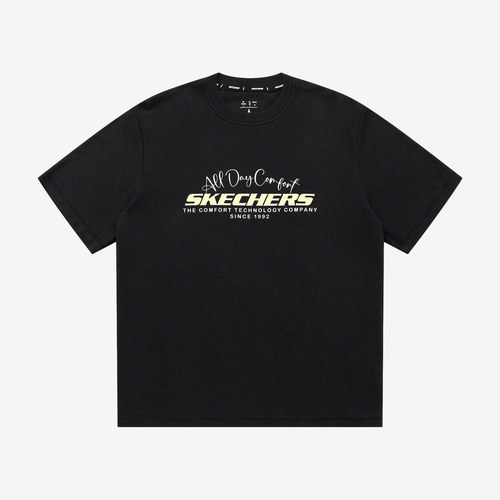 Skechers斯凯奇正品男女短袖透气圆领宽松跑步T恤L225U163-002K
