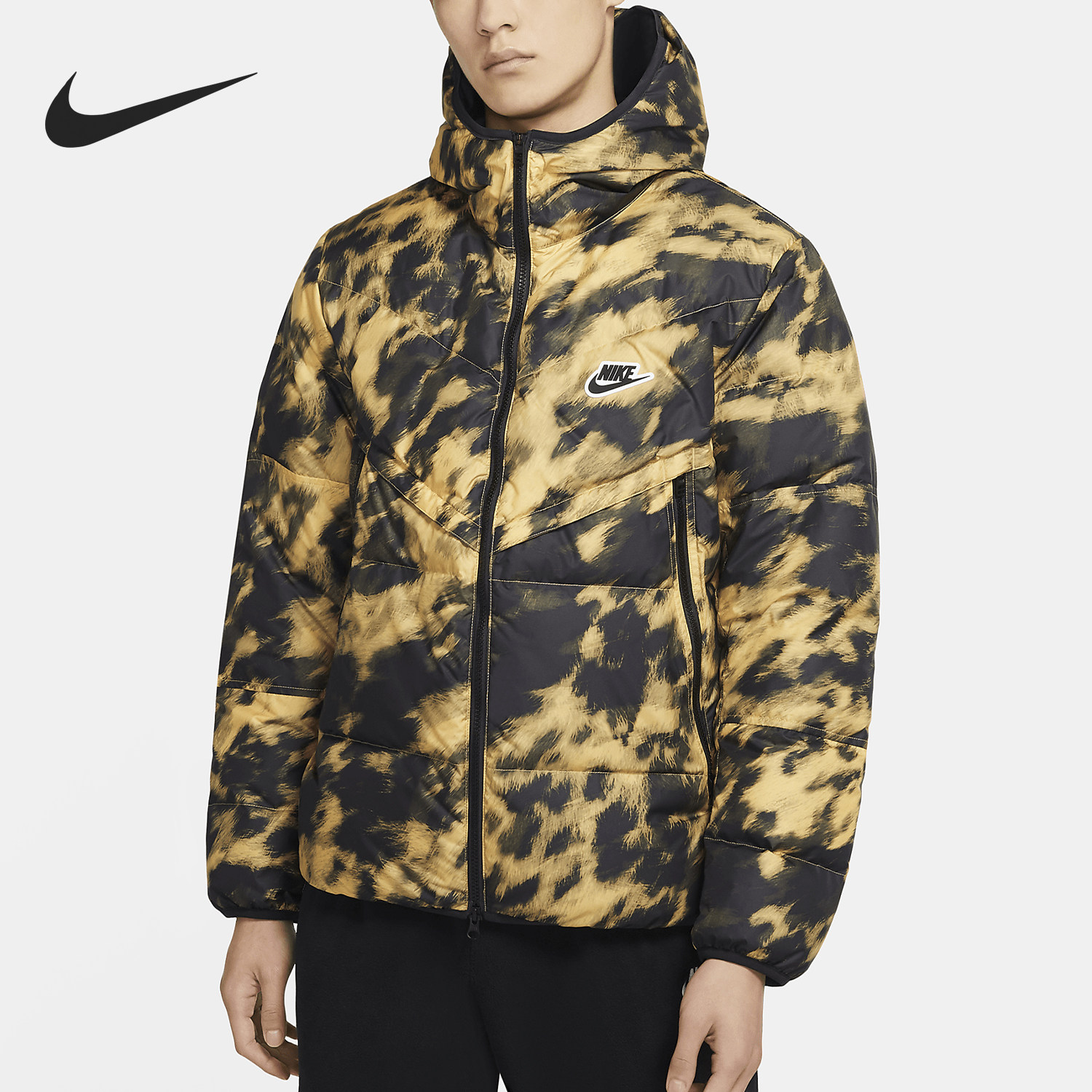 Nike/耐克正品男子当季新款泼墨保暖防风连帽羽绒服 CU4407