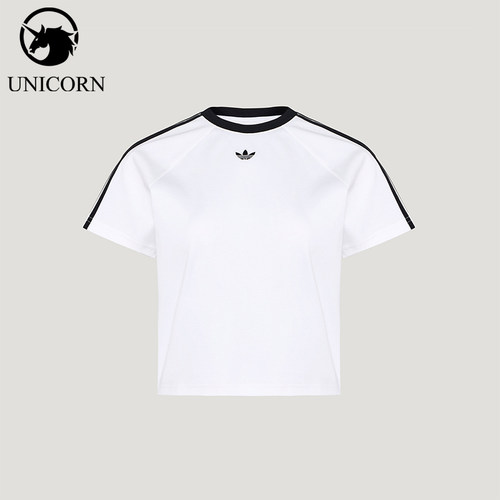 Adidas/阿迪达斯官方正品三叶草女士短款修身圆领亲肤T恤KT7793