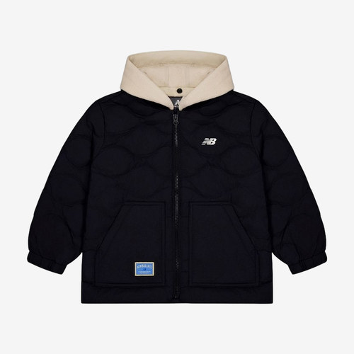New Balance新百伦正品儿童字母连帽短款休闲羽绒服7PF4E123-BK
