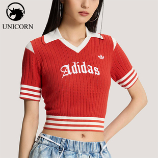Adidas/阿迪达斯官方正品三叶草女士修身时尚针织POLO衫KT3048