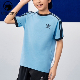 Adidas/阿迪达斯正品三叶草大童宽松针织透气短袖T恤JV8580