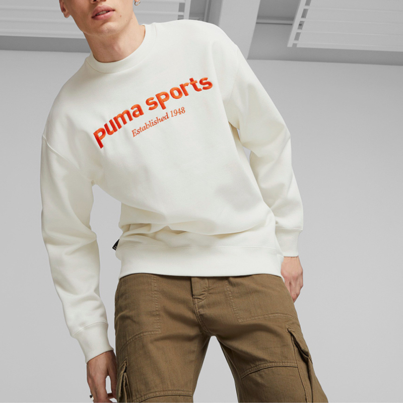 Puma/彪马正品2025男士刺绣字母加绒圆领运动卫衣625312-65
