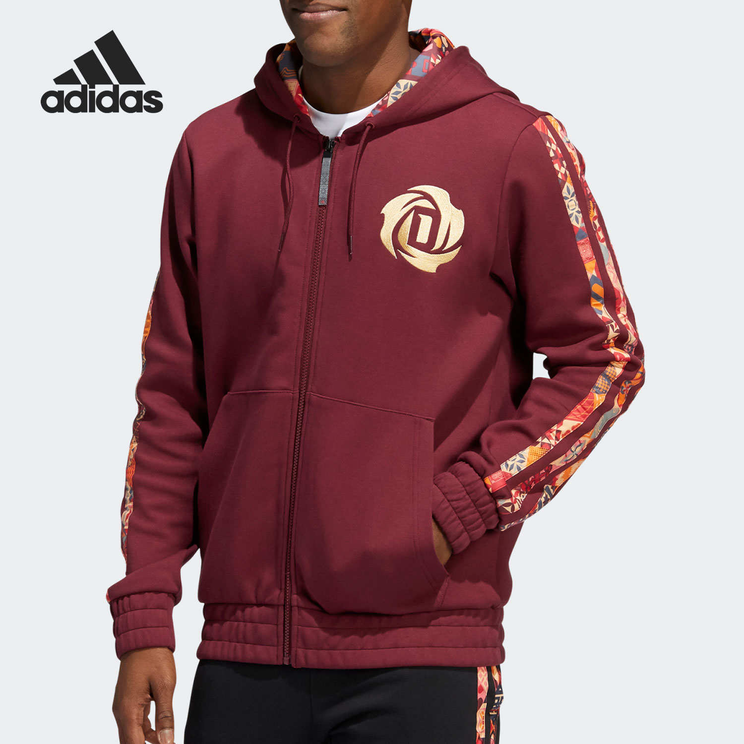 Adidas/阿迪达斯官方正品罗斯男子新年款篮球运动连帽外套HD7932