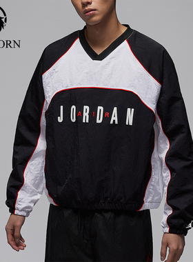 Nike/耐克正品JORDAN男士V领套头梭织经典运动长袖上衣IF1836-010