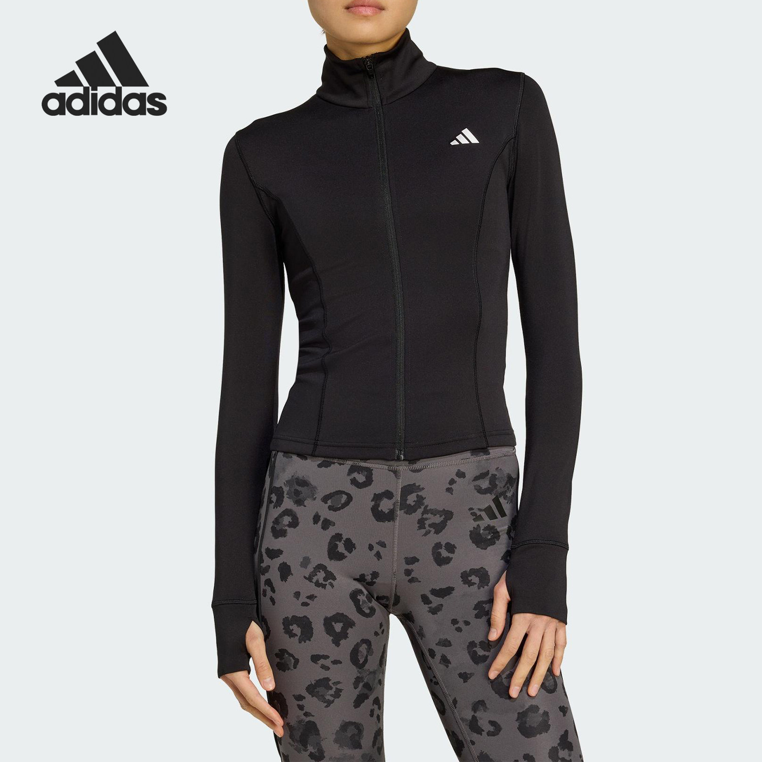 Adidas/阿迪达斯正品WE ZP THRU JKT女士运动修身高领外套JM9185