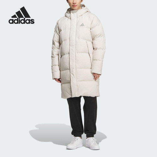 Adidas/阿迪达斯官方正品2025男女长款连帽梭织运动羽绒服KR0935