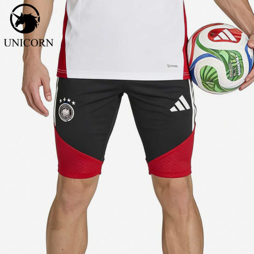Adidas/阿迪达斯正品纯色松紧中腰直筒裤男经典黑红色短裤KB4481