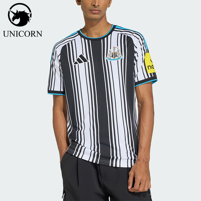 Adidas/阿迪达斯正品男士时尚透气条纹足球运动短袖T恤JZ4707