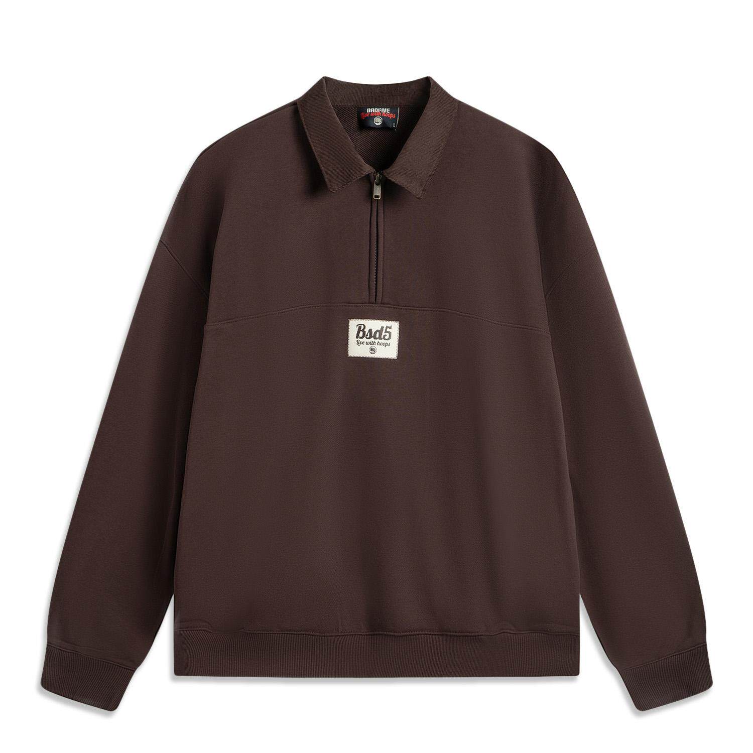 李宁正品反伍BADFIVE男子复古翻领保暖宽松休闲套头卫衣AWDV295