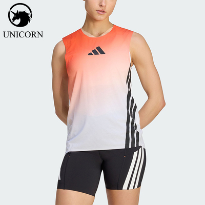 Adidas/阿迪达斯正品夏季女士运动户外越野跑步修身背心T恤JV6538