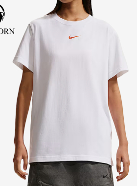 Nike/耐克正品Sportswear新款女白橙色柔软经典短袖T恤IR7561-100