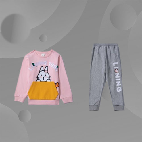李宁正品男童女童大童秋季运动时尚百搭卫衣套装YWER030