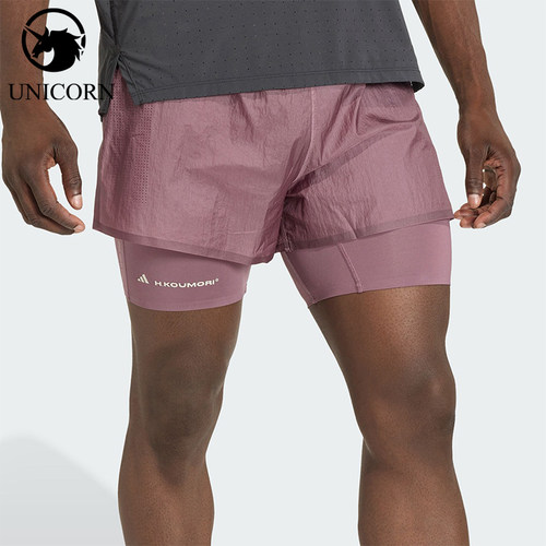 Adidas/阿迪达斯正品夏季男士时尚跑步二合一简约训练短裤KB8431