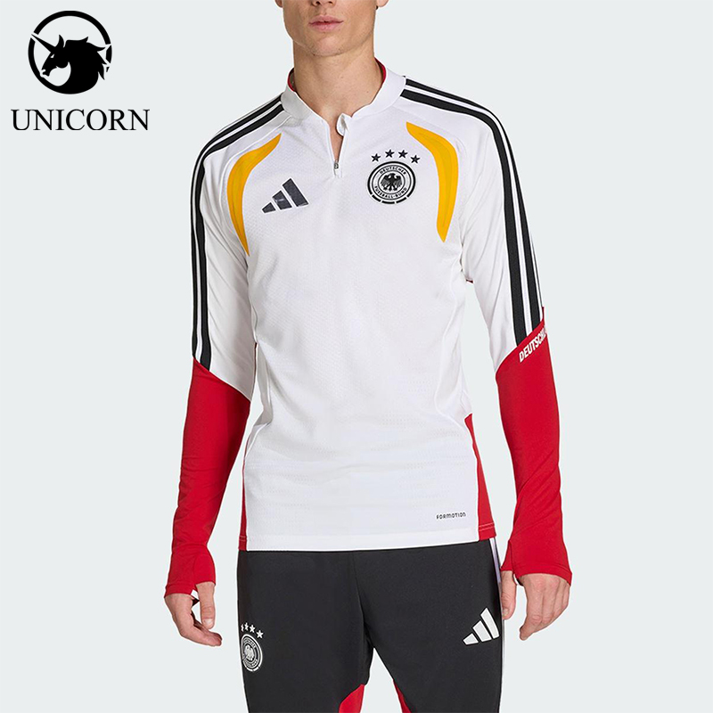 Adidas/阿迪达斯正品2025冬季款男士套头立领拼接足球上衣JZ4582