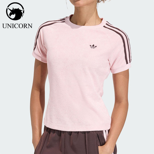 Adidas/阿迪达斯官方正品三叶草女士圆领舒适修身短袖T恤KD1410