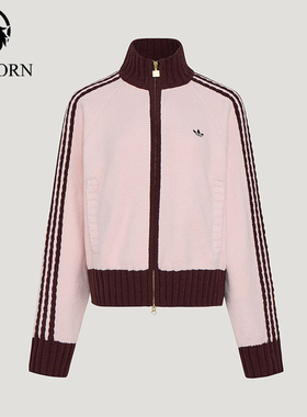 Adidas/阿迪达斯正品三叶草女士针织复古宽松三条纹外套KV8867