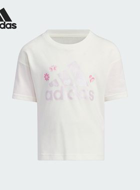 Adidas/阿迪达斯正品LG F2IN1 TEE小童印花休闲短袖T恤IQ1000