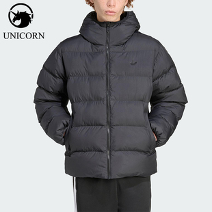 Adidas/阿迪达斯正品三叶草男士休闲连帽保暖梭织运动棉服JX4123