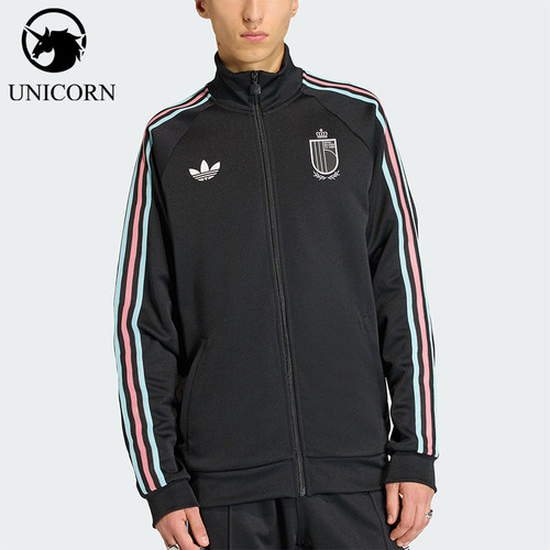 Adidas/阿迪达斯正品三叶草男士拉链经典时尚条纹运动外套JZ2206