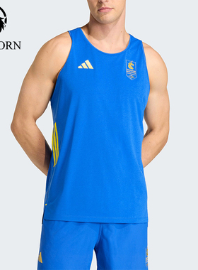 Adidas/阿迪达斯正品春季男士跑步运动经典针织透气背心T恤KE8448