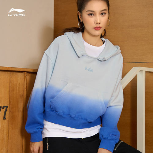 中国李宁卫衣女士新款秋女装连帽休闲上衣宽松运动服AWDRA44