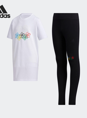 Adidas/阿迪达斯正品YG EL SUM SET大童花卉运动套装FT8750