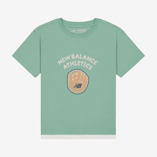 New Balance新百伦正品儿童字母印花圆领短袖帽子7EG6S043-GN