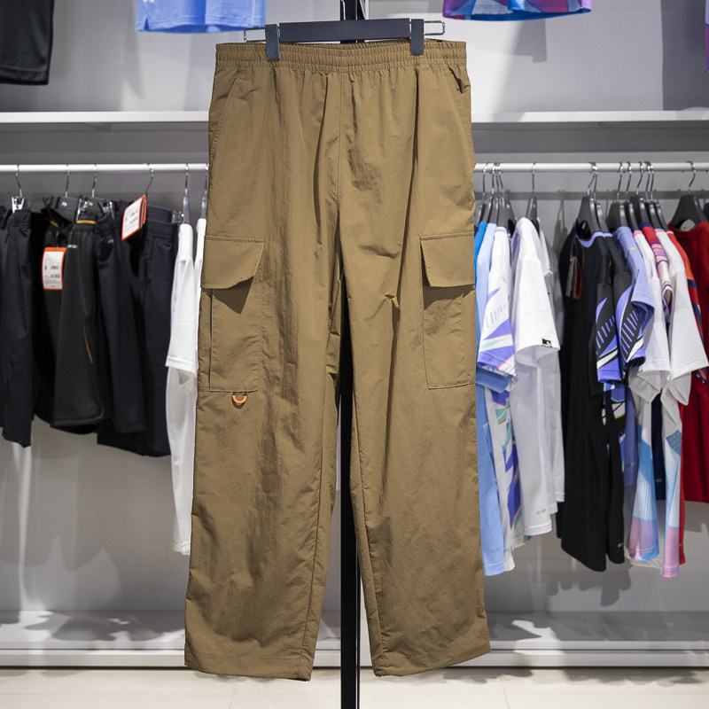 李宁正品CROSS男子梭织舒适透气宽松防泼水运动工装长裤AYKU531-3