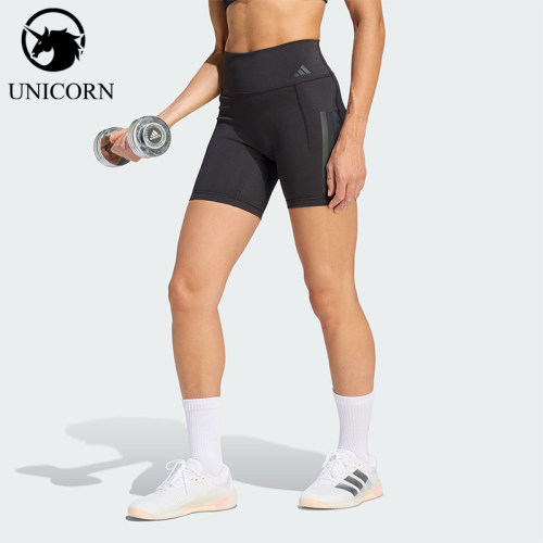 Adidas/阿迪达斯正品夏季女士时尚训练高腰紧身简约短裤JZ1100