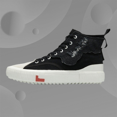 李宁男鞋秋新款撞色潮流复古高帮耐磨运动休闲板鞋 AGCR319