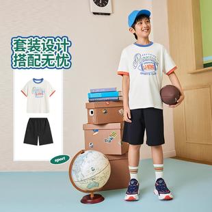 李宁正品 YWBV043 运动生活系列儿童棉感柔软舒适轻薄透气宽松套装