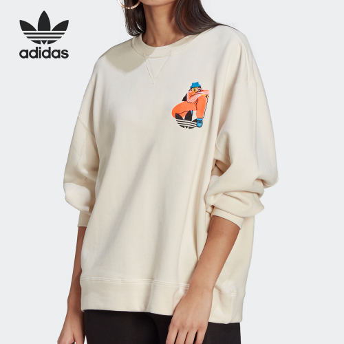 Adidas/阿迪达斯官方正品三叶草女子印花宽松套头衫卫衣 GN4771
