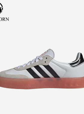 Adidas/阿迪达斯正品三叶草SAMBAE新款女经典白黑色板鞋JI3072