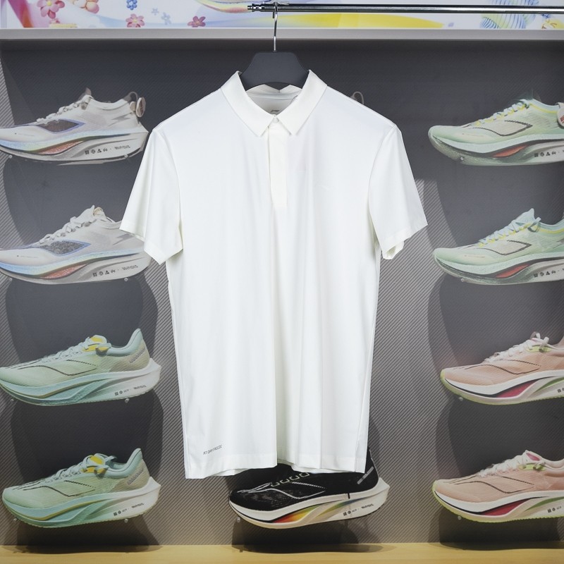 李宁正品健身系列男子冰感舒适防晒立体剪裁短袖POLO衫APLU003-5