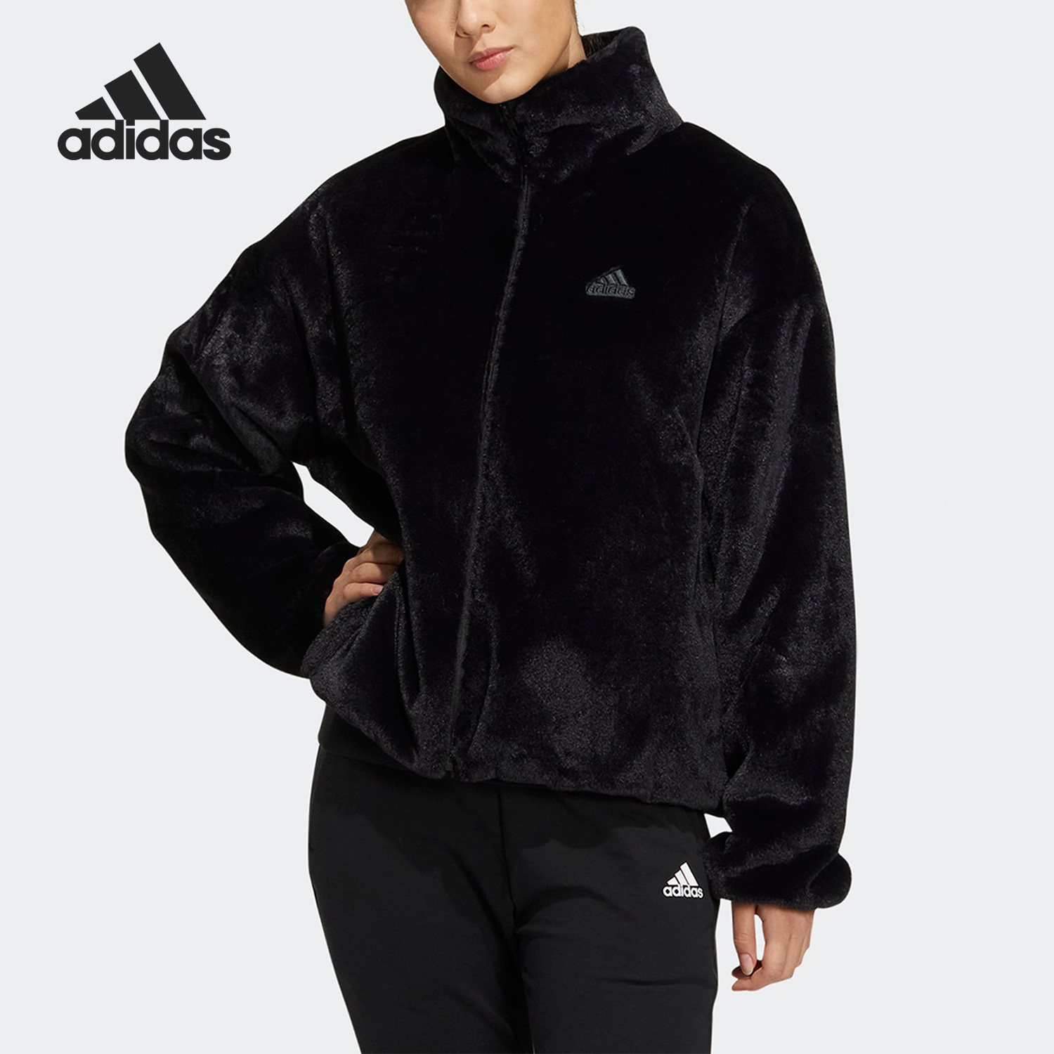 Adidas/阿迪达斯正品冬季新款女子人造毛皮运动外套HM7105