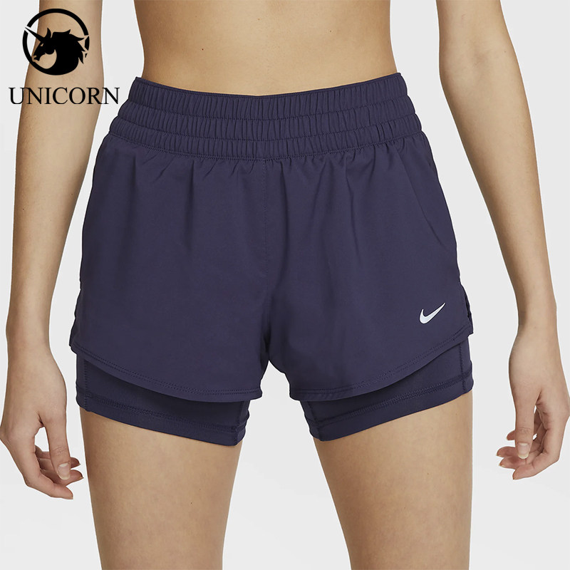 Nike/耐克正品2025女士梭织松紧腰透气二合一运动短裤DX6013-555