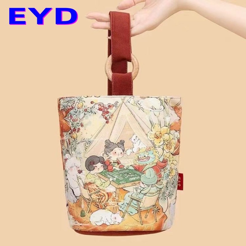 中国风高颜值复古水桶帆布包2023新款便携式上班外出手提小拎包女,箱包皮具/热销女包/男包,水桶包,淘宝优惠券,粉丝福利购,淘宝优惠卷