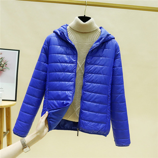 棉衣女短款羽绒棉服女黑色连帽轻便棉袄早春显瘦大码黑色保暖外套