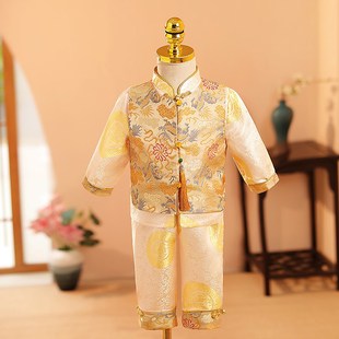 一周岁礼服男宝宝生日中国风高端百天冠衣中式唐装婴儿抓周宴春秋