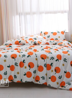 秋冬大橙子水果床单被罩四件套纯棉全棉厚E斜纹床上用品151820
