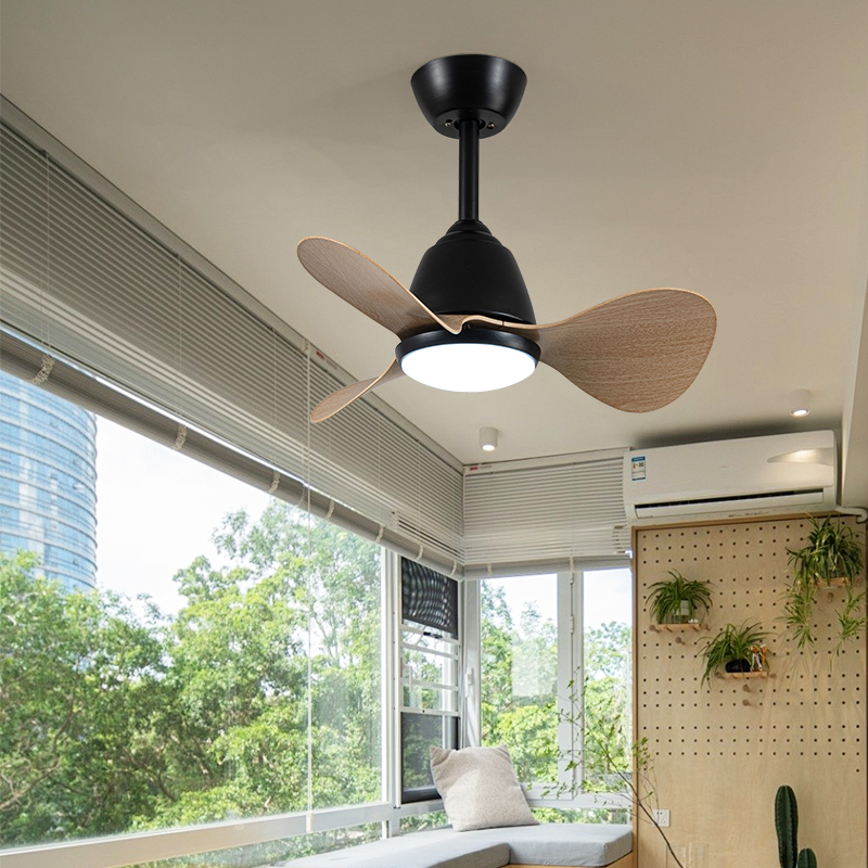 美式复古24寸简约装饰吊扇灯 卧室餐厅阳台静音遥控迷你小风扇灯