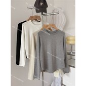 百搭单品超柔云朵tee春纸片人弹力修身 T恤打底衫 小版 正肩显瘦长袖