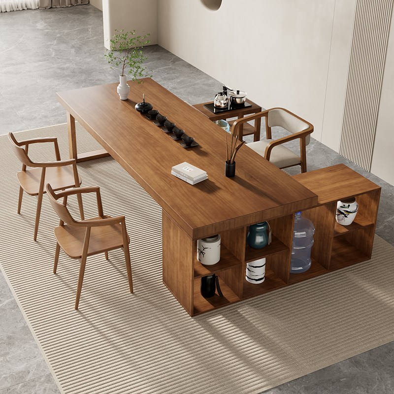 新中式实木茶桌大板泡茶桌茶柜一体办公室现代家用干泡台桌椅组合