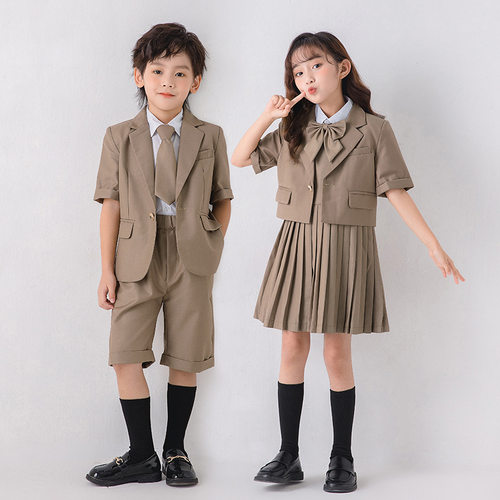 幼儿园园服2024新款夏季学院风洋气西服五分袖套装小学生校服班服