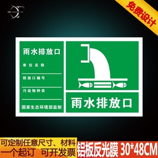 雨水排放口标识牌 标志牌 环保标识牌 铝板安全牌警示牌定制定做